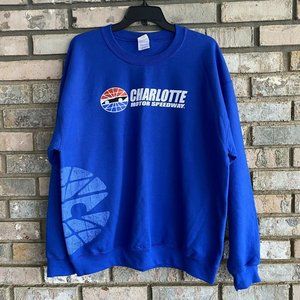Charlotte Motor Speedway Event Crew Pullover Sweatshirt Size Large Blue Gildan